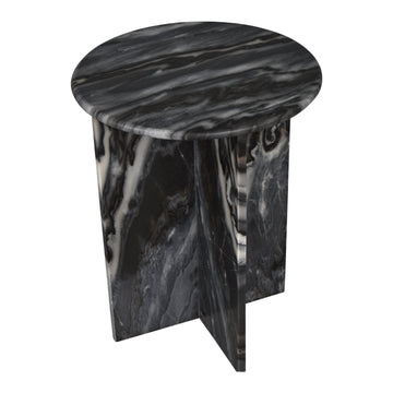 Javier 14" Contemporary Natural Marble Handmade X-Shaped End Table - JONATHAN Y
